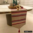 thumbnail image 5 of Decorative Red Table Runner 4 - 6 Seater Table Runner (14 x 64 inch), Tassels, Beaded & Applique Table Runner, Linen fabric Table Linen, Chevron Pattern Modern Style - Chevron Bar, 5 of 10