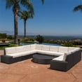 thumbnail image 3 of Santa Cruz Outdoor 10 Seater Wicker Sectional Sofa Set with Cushions Gray/White, 3 of 13