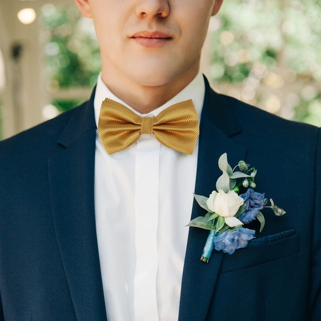 Sonducket Destaca en bodas Conjunto de pajarita y pañuelo preatados para boda para hombre Pajarita para hombre con bolsillo Accesorios de disfraces XGZ-16 Oro amarillo