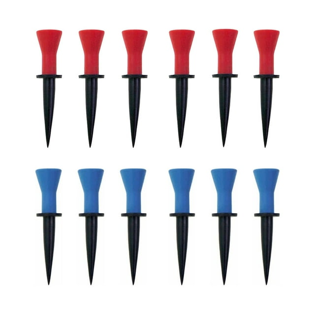 kurtrusly Pack de 12 Tees de Golf Balle en Plastique Support Stable Portable Réutilisable à l'Extérieur de Golf Intérieur Pratique Accessoires Apprenants 6Pcs Rouge + 6Pcs Bleu 58mm