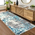 thumbnail image 2 of HOMERRY Modern Abstract Washable 2' x 6' Runner Rug Non-Skid Low Pile Blue/Gray Kitchen Doormat, 2 of 6