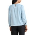 thumbnail image 3 of INSPIRE CHIC Women's Elegant Work Blouse Pearl Decor Ruched Crew Neck Dressy Office Shirt Top L Blue, 3 of 6