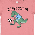 thumbnail image 4 of Inktastic I Love Soccer-Dinosaur in Blue Boys or Girls Baby T-Shirt, 4 of 5