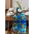 thumbnail image 4 of ERUNPONLY Blue Sea Turtle Ocean Table Runner - 70 Inch Long Colorful Coral Sea Underwater Cotton and Linen Blended Dress Scarves Farmhouse Table Runner for Kitchen Dining, Coffee Table, 13" x 70", 4 of 8