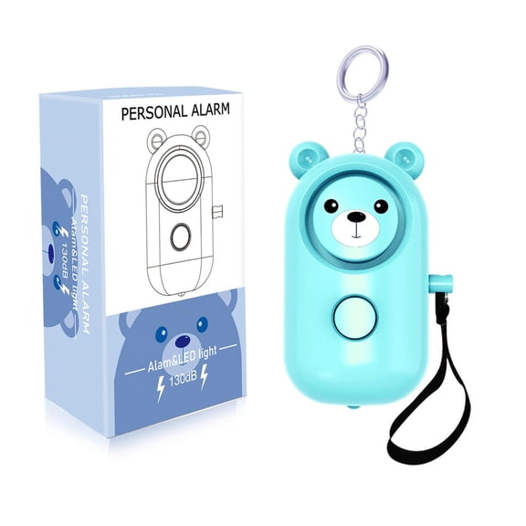 EDMIRIA Cute Bear Personal Safety Alarm Keychain with 130 dB Siren & LED Light | Pull Pin Emergency Alarm for Women, Kids & Elderly | Battery Included (Cyan Bear)