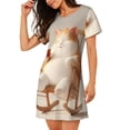 thumbnail image 2 of Disketp Relaxing Cat With Tea for Womens Short Sleeve Sleepshirt Scoopneck Cute Nightdress Comfy Nightgown, 2 of 6