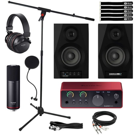 Focusrite Scarlett Solo Studio USB Audio Interface with Numark N-Wave 360 Powered Desktop DJ Monitors Package