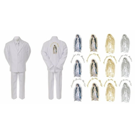

Baby Boy Kid Christening Baptism White Suit Guadalupe Mary Maria on Back Sm-7