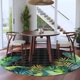 thumbnail image 3 of Summer Botanical Round Area Rug 8Ft Washable Large Circle Rugs for Living Room Dorm, Tropical Monstera Palm Leaf Black Non-Slip Carpet Floor Mats Indoor Outdoor Carpet Runner Aesthetic Home Decor, 3 of 8