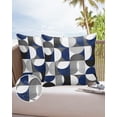 thumbnail image 6 of Pack of 2 Outdoor Pillow Covers, Vintage Middle Ages Modern Abstract Geometric Blue Waterproof Square Throw Pillowcase Cushion Decorative Pillow Covers for Couch Patio Tent, 26x26 in, 6 of 6