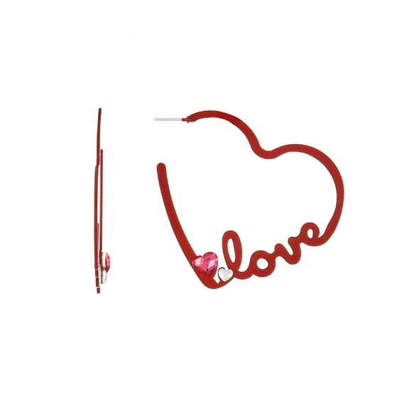 Way to Celebrate Valentine's Day Love Hoop Earring 1, Pair