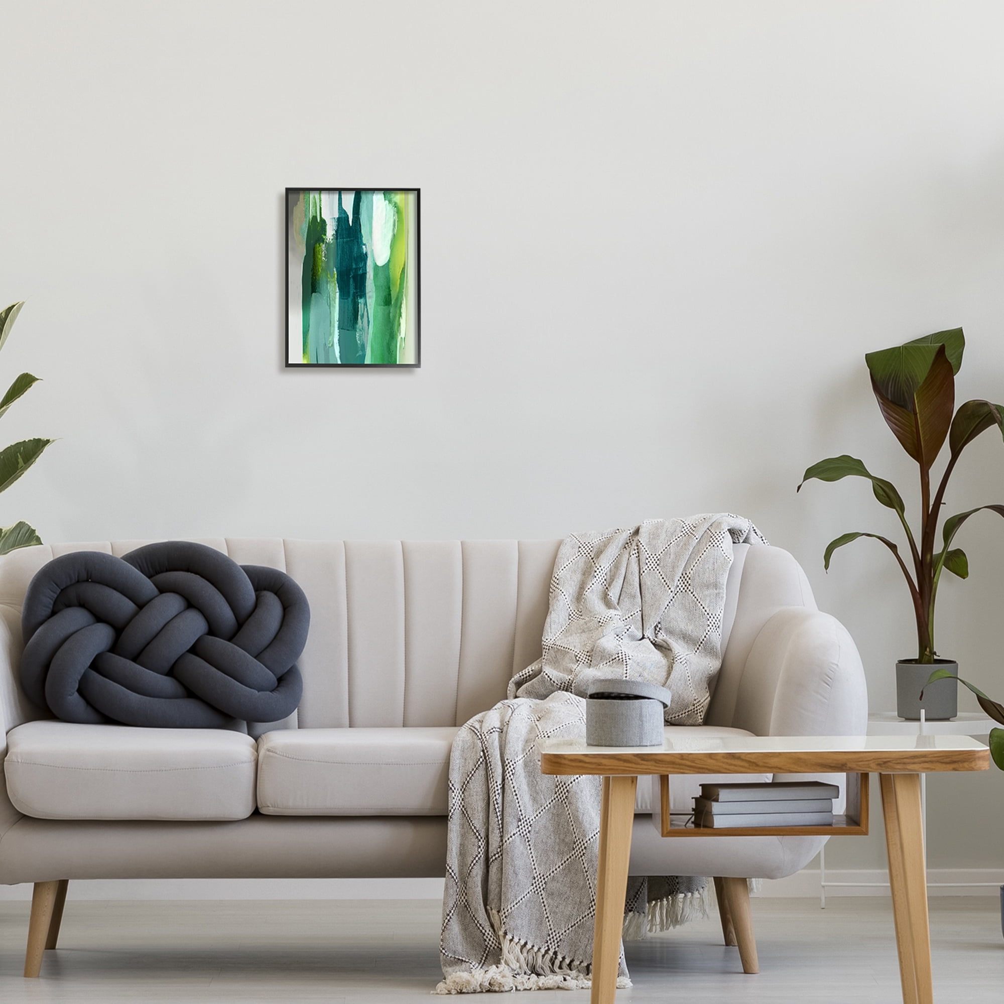 Stupell Industries Green Asymmetrical Abstract Abstract Painting Black Framed Art Print Wall Art, 11 x 14