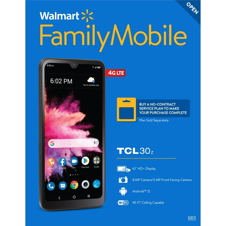 Walmart Family Mobile TCL 30 Z, 32GB, Black- Prepaid Smartphone [Locked to  Walmart Family Mobile] 