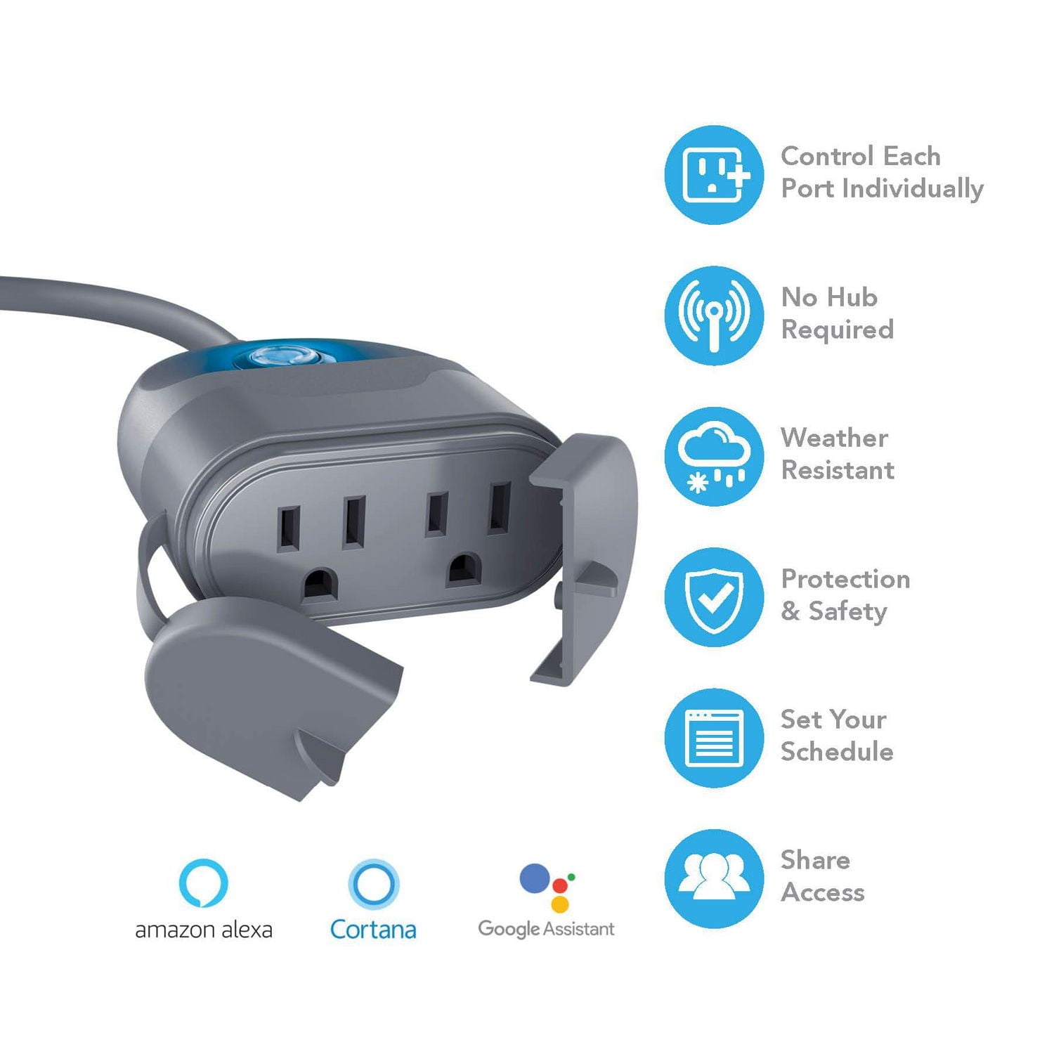 Merkury Smart Wi-Fi Indoor/Outdoor Plug, Smart Wi-Fi Plug