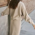 thumbnail image 5 of Women's 2 Piece Sweater Set Outfits Long Sleeve Oversized Top Bodycon Maxi Long Skirt Knit Dresses Beige L, 5 of 5