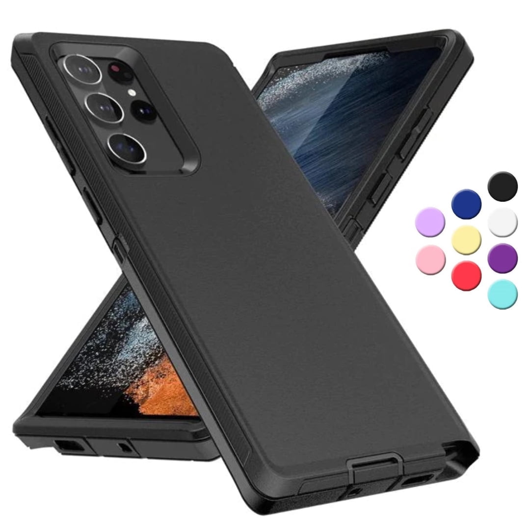 Entronix Heavy Duty Case Designed for Samsung Galaxy S21 Ultra Shockproof Triple Layer Rugged Case (Black)