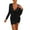 Black, variant on Women's Fashion V-Neck Long Sleeve Slim Fit Sequin Pleated Bodycon Evening Party Dress, Black, L