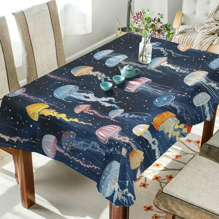 

BZSMCE Square Tablecloth Jellyfish Night Parade Pattern Tableclothes