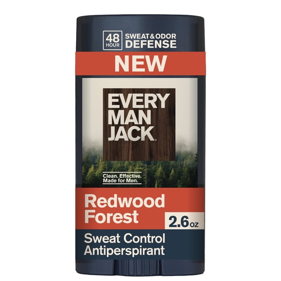 Every Man Jack Redwood Forest Antiperspirant Deodorant for Men, Smooth Glide, 48-Hour Odor & Sweat Defense, Naturally Derived, 2.6 oz, 1 Count