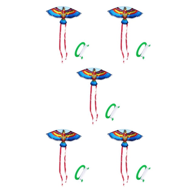 fastboy Unisex Children Cartoon Animal Kite Polyester Flying Kites with Handle Interactive Game Toys Presents Entertainment Blue 5Set