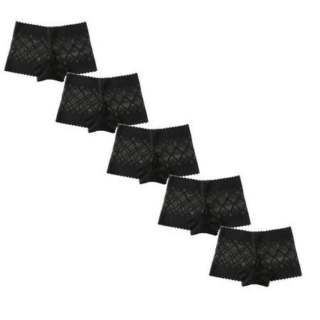 

Womens Underwear Brief Essentials Stretch Bikini Panty Lace Trim 4 Colors Comfy Panties5PC