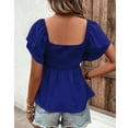 thumbnail image 5 of Ltctricy Babydoll Tops for Women Ruffle Layered Short Sleeve Square Neck Pleated Peplum Blouses Summer Casual T Shirts, 5 of 7