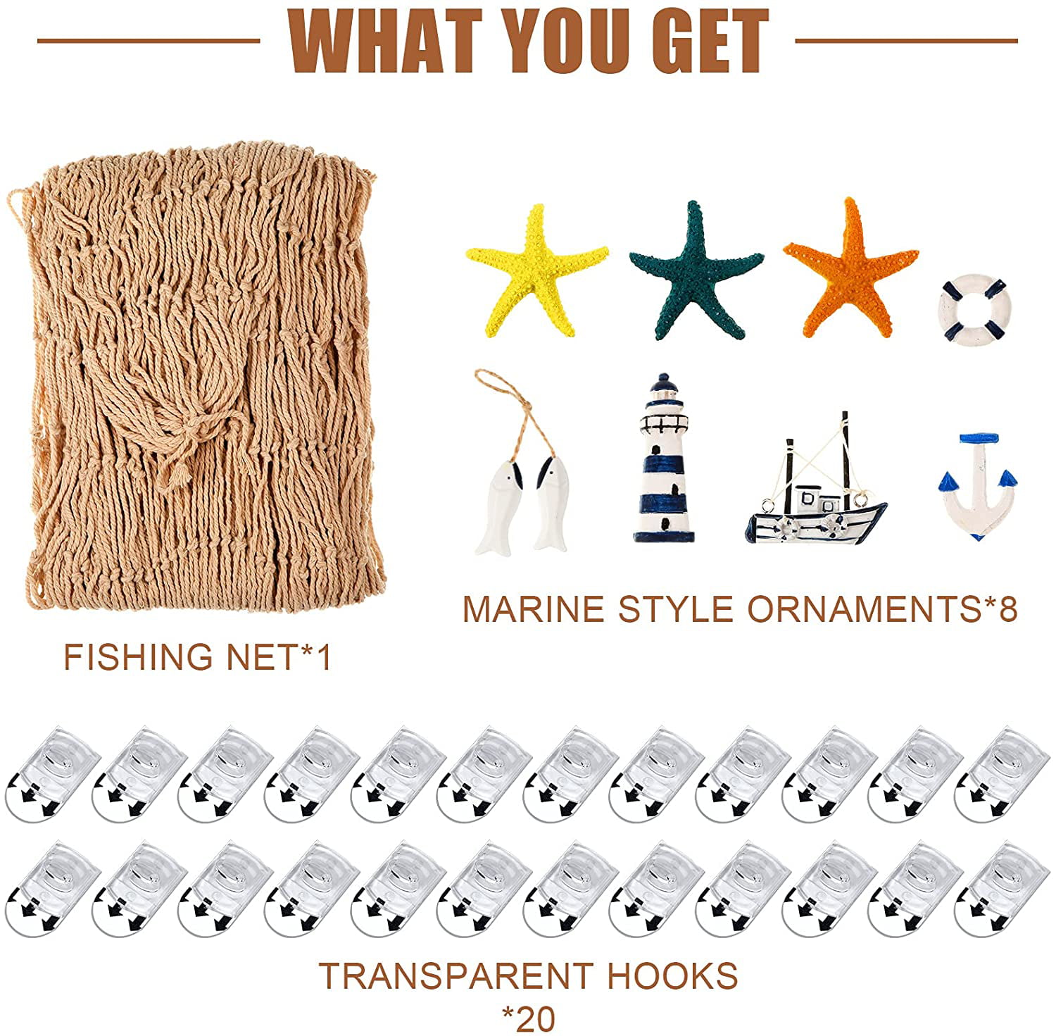 Marine Seaside Free Standing 18mm MDF Fishing Hook Craft Shape Various Sizes 
