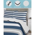 thumbnail image 4 of Navy Blue Grey Stripe Twin XL Size Down Alternative Comforter, Lightweight Comforter Quilt Bedding Set with Pillow Shams Minimalist Farmhouse Striped All Seasons Bed Comforter Duvet Insert 68"x98", 4 of 7