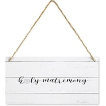 Holy Matrimony Quote Funny Wall Decor Signs Farmhouse Bathroom Decor Wooden Signs Rustic Bathroom Home Decor Walls Vintage Wooden Bathroom Toilet Living Room Decor 6X12 Inch