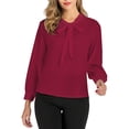 thumbnail image 4 of SAYFUT Womens Elegant Bow Tie Neck Blouse Office Work Chiffon Blouse Shirts Tops Long Sleeves Solid Blouses Tops Plus Size, 4 of 8