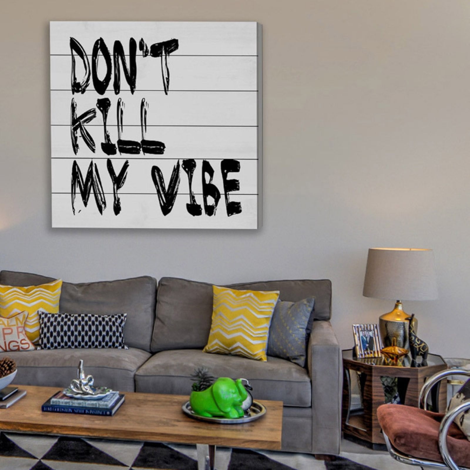 Marmont Hill "Don't Kill My Vibe" by Diana Alcala Painting Print on White Wood