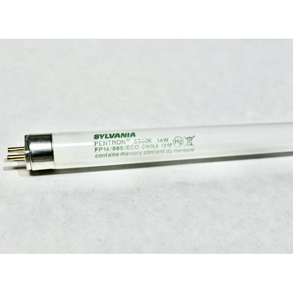 SYLVANIA T5 PENTRON ECOLOGIC Linear Fluorescent Tube Light Bulb, 14W, Dimmable, G5 Bi Pin Base, 1100 Lumens, 6500K, 85 CRI, Frosted 20988