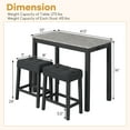 thumbnail image 3 of Gymax 3 PCS Bar Table Set w/ Charging Station Modern Counter Height Breakfast Table Gray, 3 of 8