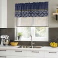 thumbnail image 4 of 2 Pack Valances for Window, Boho Navy Blue Flower Short Curtains for Kitchen Bedroom Living Room, Abstract Bohemia Pesley Floral Rod Pocket Small Window Treatment Valance Drapes 42 x 18 Inch, 4 of 8