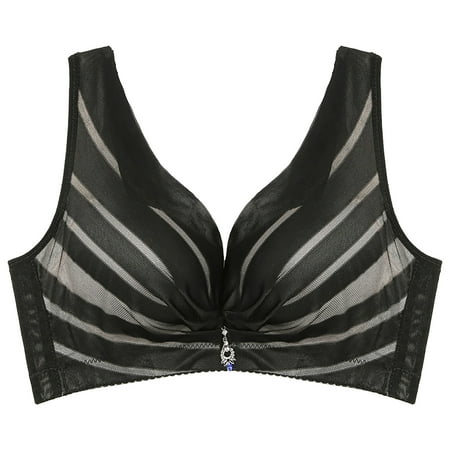 

DNDKILG Womens Bras Mesh T Shirt Bras No Underwire Plunge Constant Push Up Plunge Bra Black M