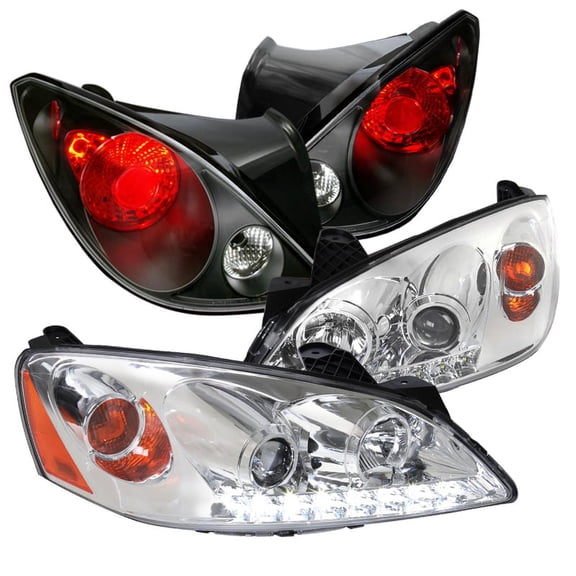 Spec-D Tuning Black Dual Halo Projector Headlight Bumper LED Fog Lamp Compatible with Pontiac G6 Left   Right Pair Headlamps Assembly