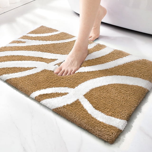 Alfombra de baño de microfibra antideslizante 50 x 80 cm, absorbente y suave, lavable a máquina - caqui