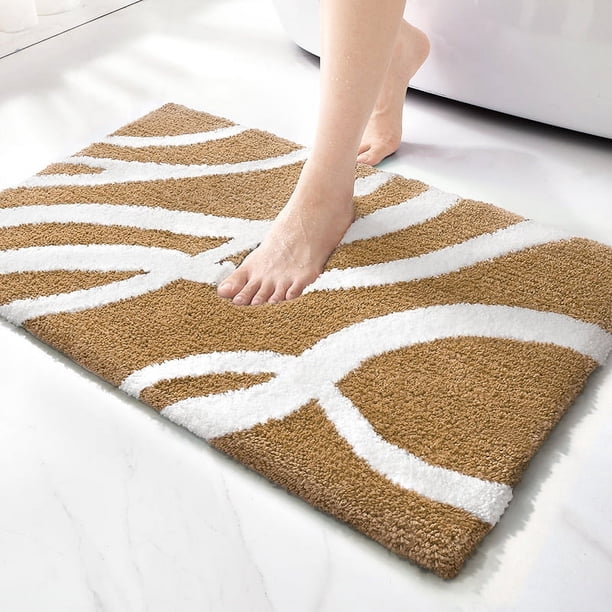 Alfombra de baño de microfibra antideslizante 50 x 80 cm, absorbente y suave, lavable a máquina - caqui