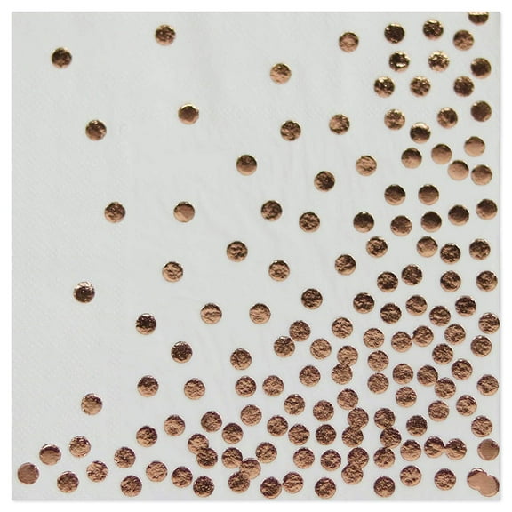 Koyal Wholesale Rose Gold Foil Polka Dot Lunch Napkins 6.5-Inch, 50-Pack, Shiny Metallic Party Supplies