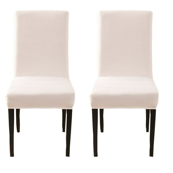 Stretch Dining Chair Slipcover,Set of 4 Chair Covers Universal Removable Washable Anti-Dust Jacquard Soft Parsons Chair Protector for Living Room Banquet Ceremony-2-white