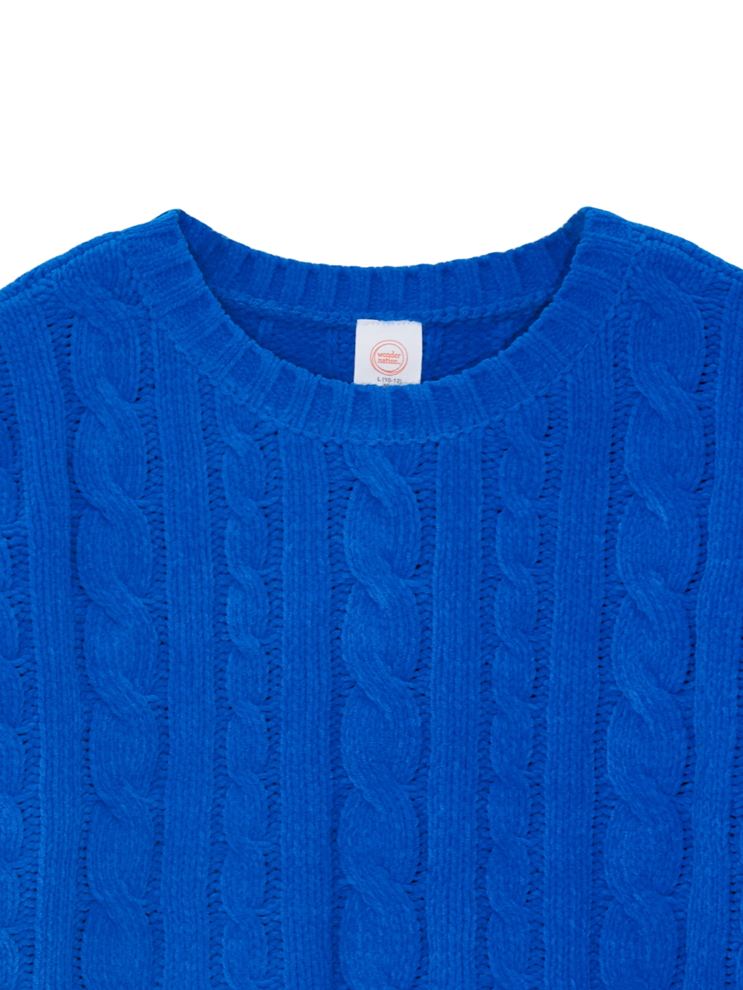 Wonder Nation Girls Chenille Sweater with Long Sleeves, Sizes 4-18 & Plus