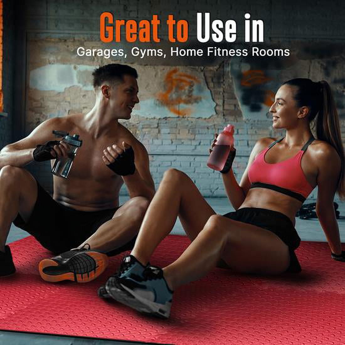 Thick Puzzle Exercise Mat, 10 Pcs EVA Foam Interlocking Tiles for Gym Equipment and Cushion for Workouts, Durable Non-Skid Texture, Easy to Assemble, Red