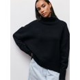 thumbnail image 4 of Suéter de cuello alto para mujer, Jersey de punto de manga larga, sólido, grueso, cálido, informal, básico, Tops, Otoño e Invierno, 4 of 4