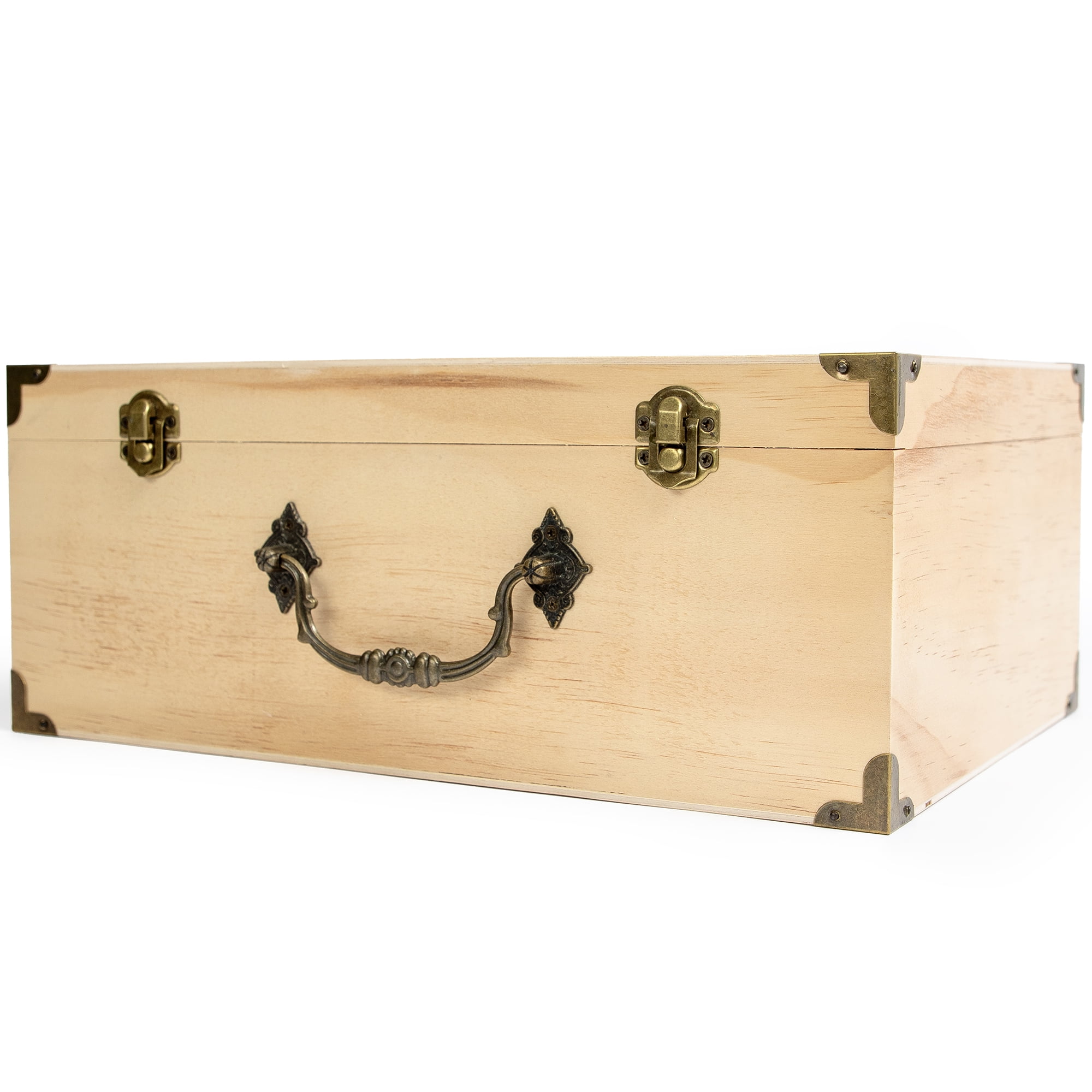 (2 pack) Cousin DIY Unfinished Wood Keepsake Storage Box with Metal Latches and Handle, 12.60" x 8.9" x 5"