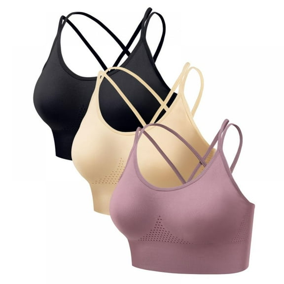 Xmarks Women's Strappy Sports Bras Fitness Workout Padded Yoga Bra Criss Cross Back S-XL