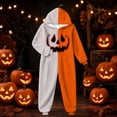 thumbnail image 3 of CUZIBR Teens Halloween Onesie Pajamas Boys Girls Hooded Plush Pumpkin Pajama Patchwork Zip Up Long Sleeve Jumpsuit Loungewear Funny Sleepwear,Khaki,15-16 Years, 3 of 4
