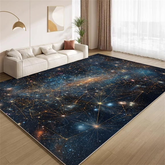 Galaxy Space Area Rugs, Modern Cosmic Pattern Carpet, Washable Non Slip Low Pile Soft Rug for Living Room Bedroom Decor Mat 5x8ft