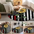 thumbnail image 5 of Round Rugs 4 Ft, Red American Flag Non Slip Area Rugs for Kitchen Bedroom Entryway, Sunflower Vintage USA Flag Washable Carpet Runner Rug Floor Mats for Bedroom Home Decor, 5 of 8