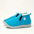 thumbnail image 2 of Kids Snow Boots Slip on Warm Fuzzy Lined Ankle Booties Boys Girls Winter Casual Solid Color Thick Soft Sole Low Top Walking Shoes 10 Little Kid Blue, 2 of 7