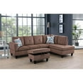 thumbnail image 3 of Starhome L Shaped Brown Couch with Ottoman(Pillows Included) Microfiber, 3 of 5